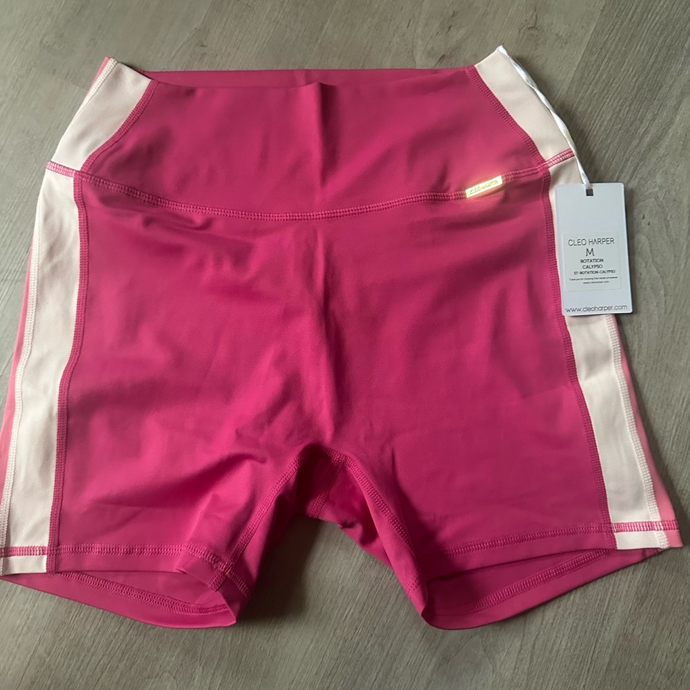 Cleo Harper Pink and White Bike Shorts